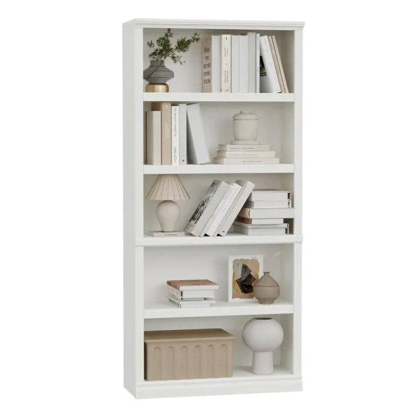 5-Shelf Tall Bookcase Wooden 33in Wide
