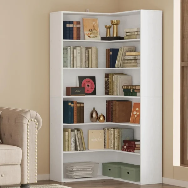 Corner Bookshelf, 6 Tiers Corner Bookcases
